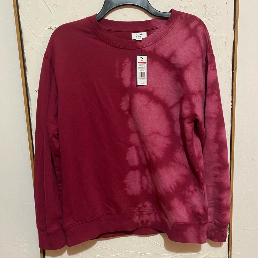 NWT Crown & Ivy Burgundy Tie Dye Sweater